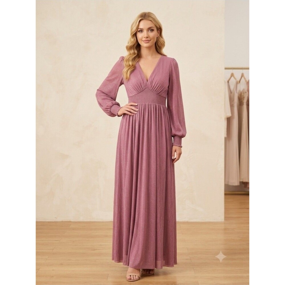 Baltic Born Juliette Maxi Dress Size XS Shimmer Chiffon Long Sleeve Formal Fairy